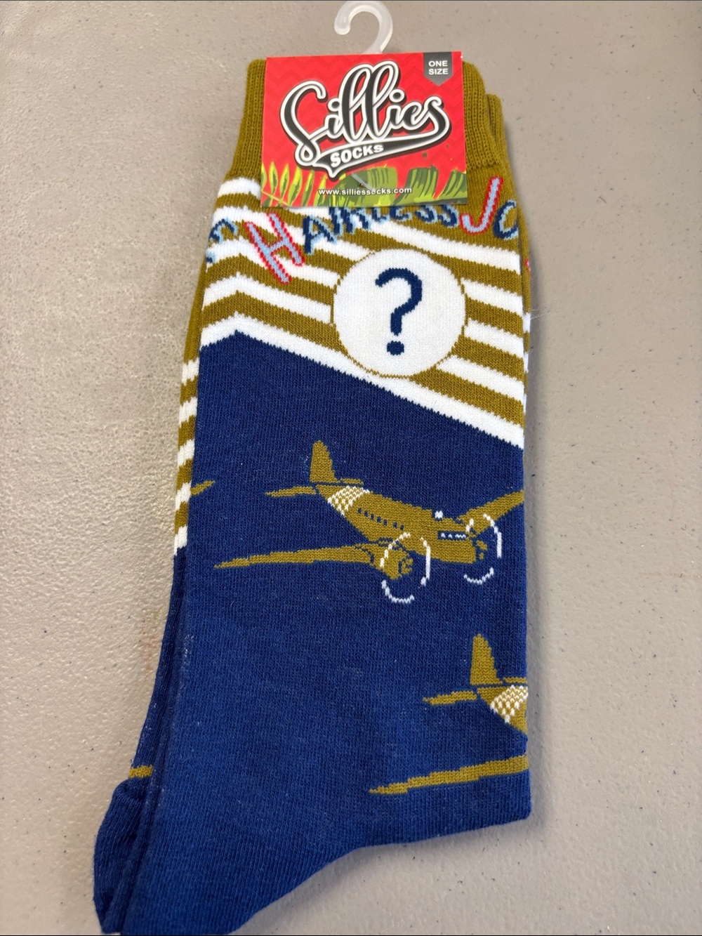 Men's Blue & Gold Airplane Crew Socks